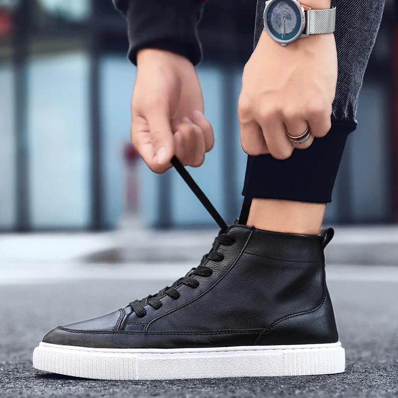 Zapatos De Hombre; зимние мужские ботинки; уличные Зимние ботильоны из искусственной кожи; мужские Нескользящие ботинки на шнуровке; кроссовки в британском стиле; большие размеры 44*1704