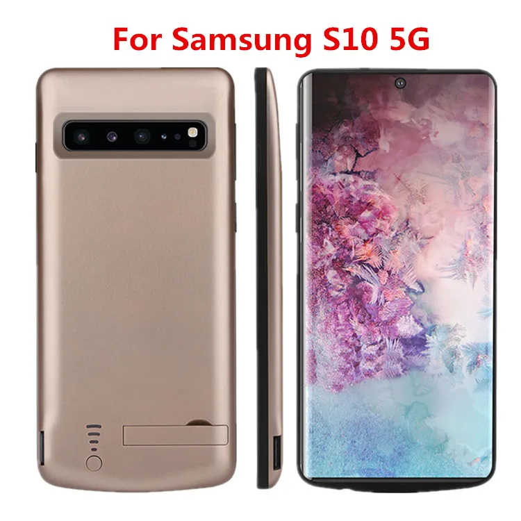Для samsung Galaxy S10 5G S10 зарядное устройство чехол 5000 мАч Расширенный Powerbank чехол для samsung S10 S10 Plus Чехол Подставка Кронштейн - Цвет: S10 5G gold