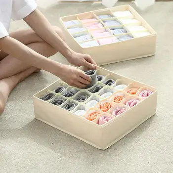 

Dormitory Closet Organizer for Socks Home Separated Underwear Storage Box 7 Grids Bra Organizer Foldable Drawer Organizer