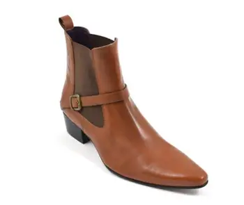 

Men's PU Brown Leather Red Wolf Claw Print Casual Chelsea Boots Zapatos De Hombre Botas Hombre Blancas TV190