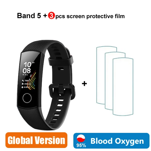 Black add 3pcs film Huawei Honor Band 4 умный Браслет 50 м водостойкий фитнес-трекер сенсорный экран пульсометр дисплей вызов сообщение Показать - Цвет: Black add 3pcs film