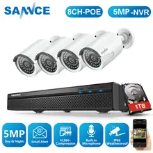 SANNCE 8CH 5MP FHD POE IP видео безопасности Системы H.264+ 5MP с 4X5 Мп уличная водонепроницаемая IP набор камер наблюдения Встроенный микрофон