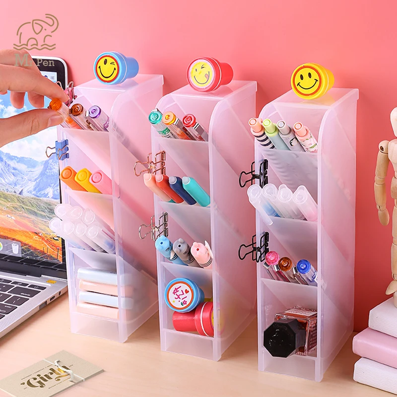 Прозрачный 4 сетки Настольный держатель ручки для офиса школы чехол хранения