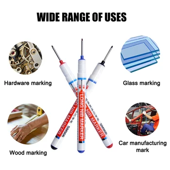 

Long Head Markers Bathroom Woodworking Decoration Multi-purpose Deep Hole Marker Pens VDX99