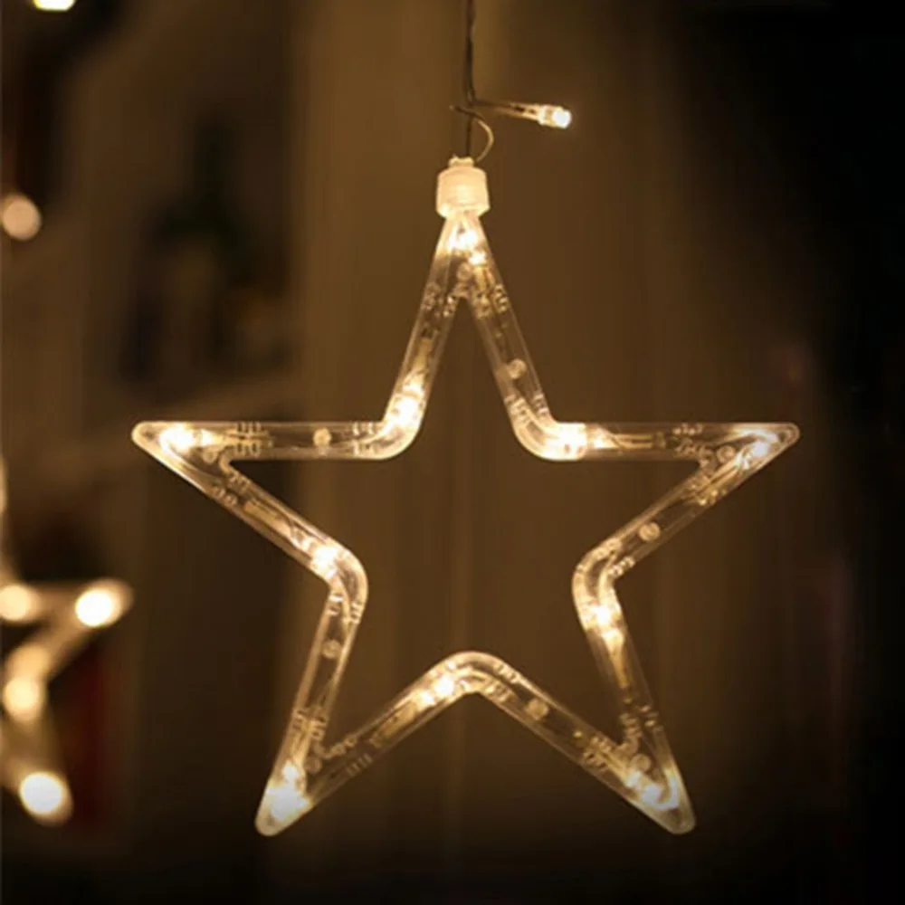 Светодиодный гирлянда с пентаграммой, звездный занавес, световая фея, свадьба, день рождения, Рождество, внутреннее декоративное освещение, 220 В, IP44