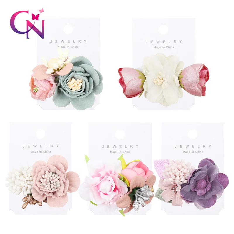 CN 5 шт./лот искусственный цветок заколки для волос девочек ручной работы
