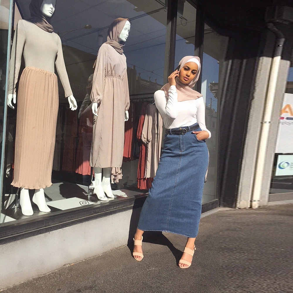 Abaya musulmán para mujer, vestido con falda estilo lápiz, Hijab, ropa islámica turca, cintura alta, Árabe