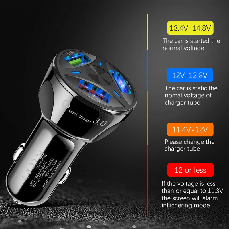 

5V QC3.0 3 USB Quick Fast Charge Car Charger Car Cigarette Lighter Power for Iphone IPad Xiaomi Samsung Huawei P30 Auto Product