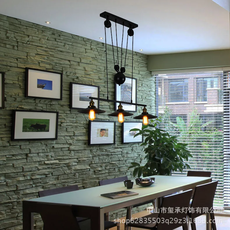 E27 Single Vintage Loft Retro Pendant Light Sconce Hanging Pulley Lamp Fixtures Restaurant Bar Home Decoration