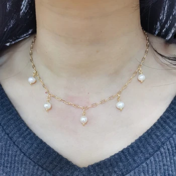 Natural Collar de perlas 14K Collar relleno de oro hecho a mano colgantes de perlas Collier Femme Perle Collar Mujer Perla Collar de Boho