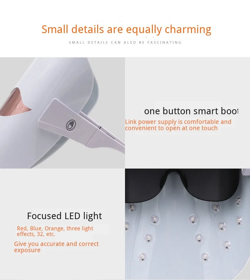 LED Transparent Beauty Mask Machine Skin Rejuvenation Remove Wrinkles and Spots Shrink Pores Repair