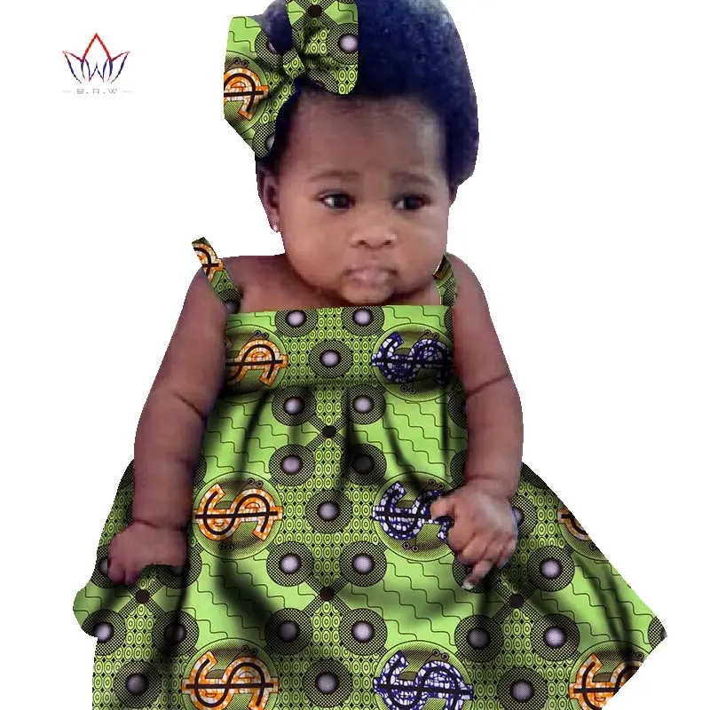 Новые платья в африканском стиле тюрбан для маленьких девочек в Африканском этническом стиле с принтом батика, повязка на голову с бантом, модная одежда для девочек, WYD20 - Цвет: 14