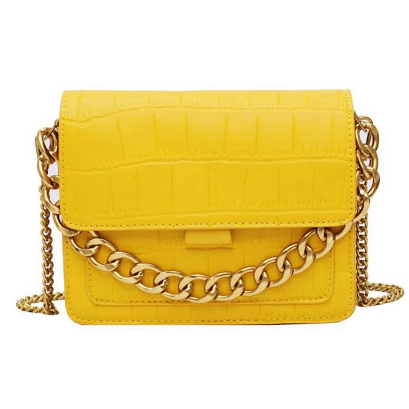 Summer Bag Female Crocodile Pattern Messenger Ladies Chain Handbag Fashion Shoulder Small Square Yellow | Багаж и сумки