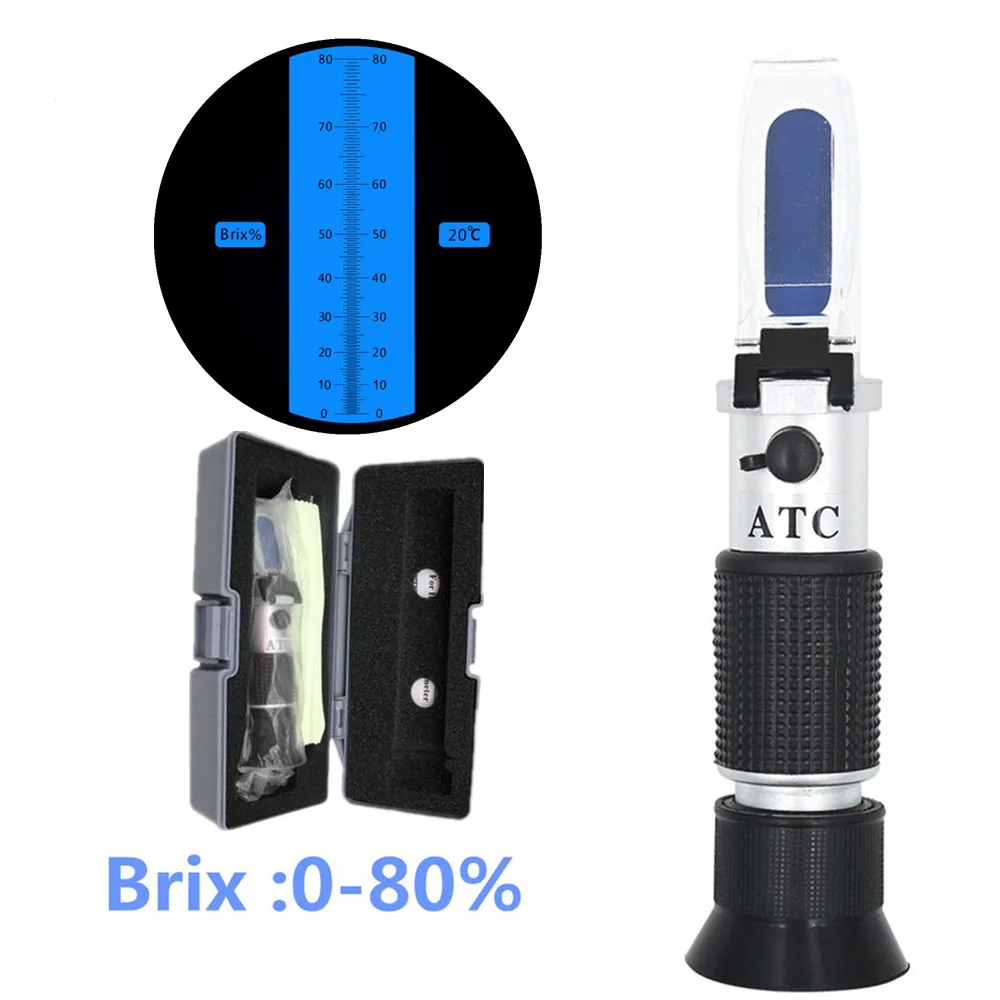 with retail box Ручной 0-80% по шкале Брикса рефрактометр, с функцией определения содержания сахара Тесты инструмент фруктовые сладости метр УВД концентрации комплект Sacc 30% off - Цвет: with retail box