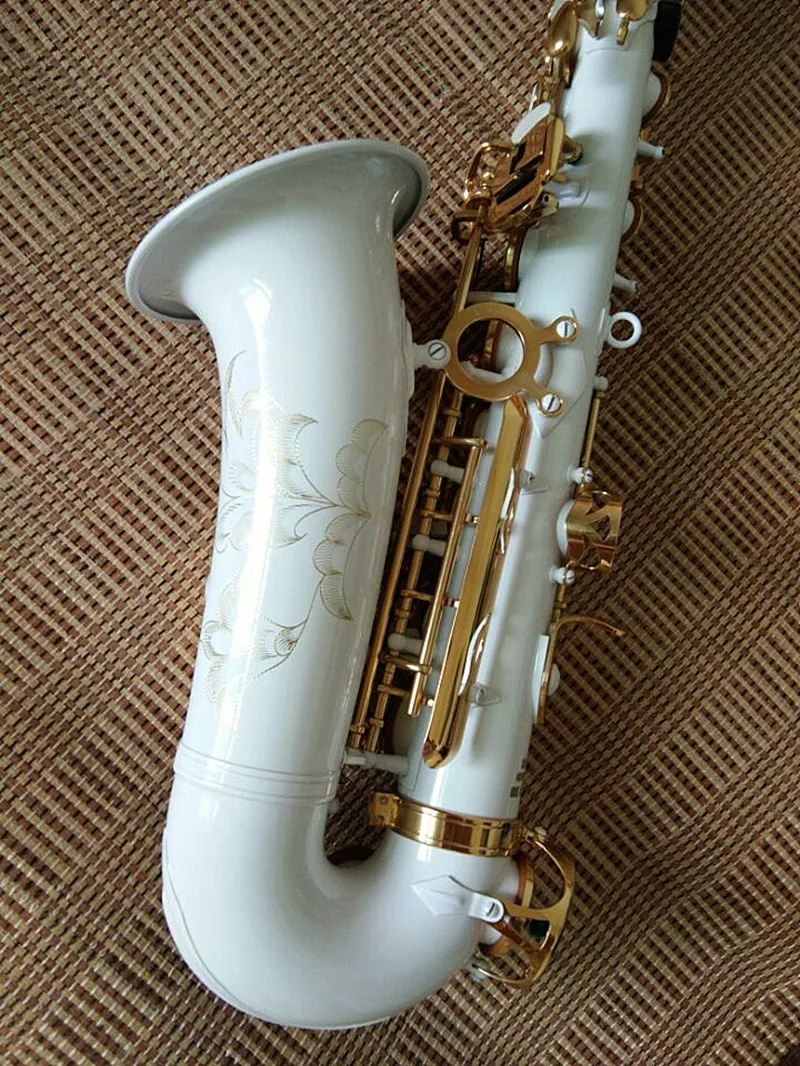 Музыкальные инструменты альт саксофон высококачественный белый золотой Ключ альт саксофон Модель мундштук и чехол