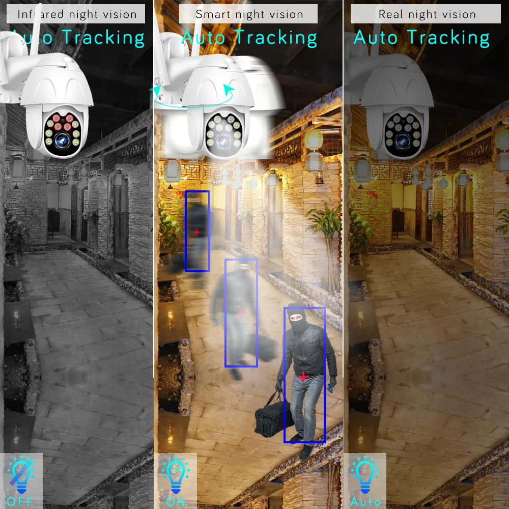 Tanie 1080p WiFi kamera ptz zewnętrzna bezprzewodowa kamera ochrony domu prędkość Dome karta SD P2P chmura wideo cctv kamera monitorująca Yoosee