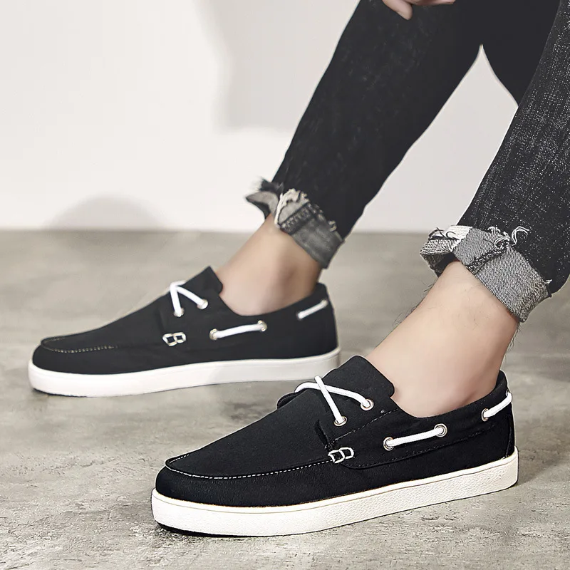 

2019 Summer New Style Korean-style Sticky Shoes Slip-on Old Beijing Flat Canvas Shoes Youth Trendy Shoes Men's Loafers