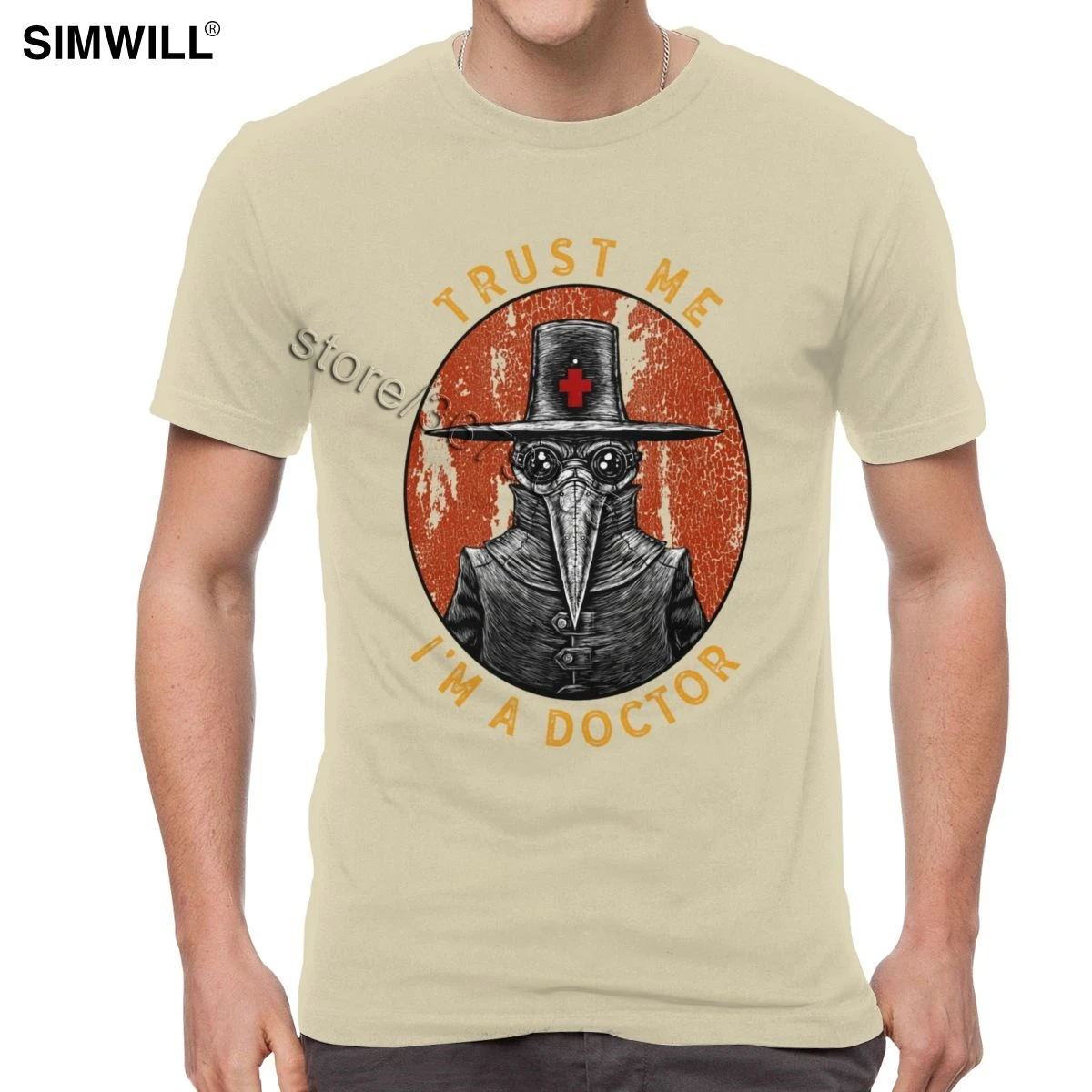 Humor Trust Me I'm A Doctor Футболка мужская хлопковая забавная Harajuku футболка короткий рукав Хэллоуин чума доктор футболки уличная одежда топы - Color: Khaki