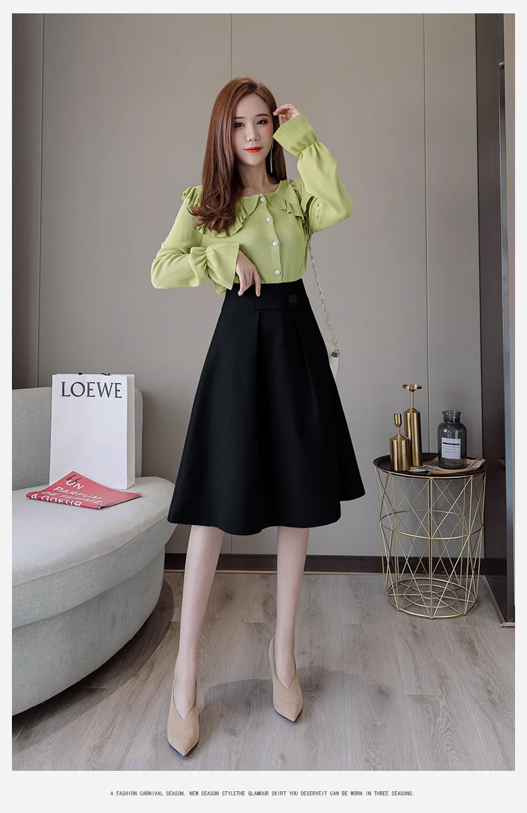 mini skirts for women 2020 Fashion Korean Style Skirt t for Woman Button Autumn Winter Vintage Solid Work Wear Skirt Lady Office Business Skirt plaid skirt