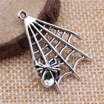 

Wecharms 30pcs 32x23mm Spider Spider Web Pendant Charms DIY Jewelry Making Jewelry Finding Antique Silver Color