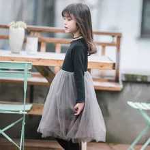 DFXD-зима, вельветовое облегающее платье для девочек бальное платье, модное Сетчатое платье принцессы с длинными рукавами в стиле пэчворк Одежда для крупных девочек возрастом от 3 до 12 лет