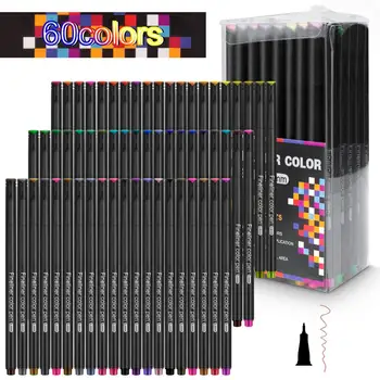 

Fineliner Color Pens Water Marker Pen Black To School Fineliner Sketching Pens 0.4mm 24 36 48 60 100 Colors Fineliner Brush Pen
