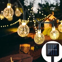 Guirlande solaire à 100led, Globe lumineux en cristal, 8Modes d'éclairage, féerique, décoration de jardin, noël