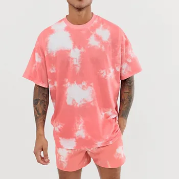 

Mens 2 Piece Outfit Sport Set Short Sleeve Tie-Dye Print Leisure Short Sets 4#J22 Tie-Dye Print Leisure Short Sets