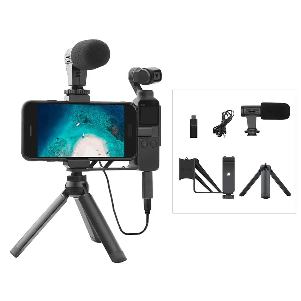 

Mount Accessories Phone Holder with Handheld Tripod Stand Mic Set for DJI Osmo Pocket