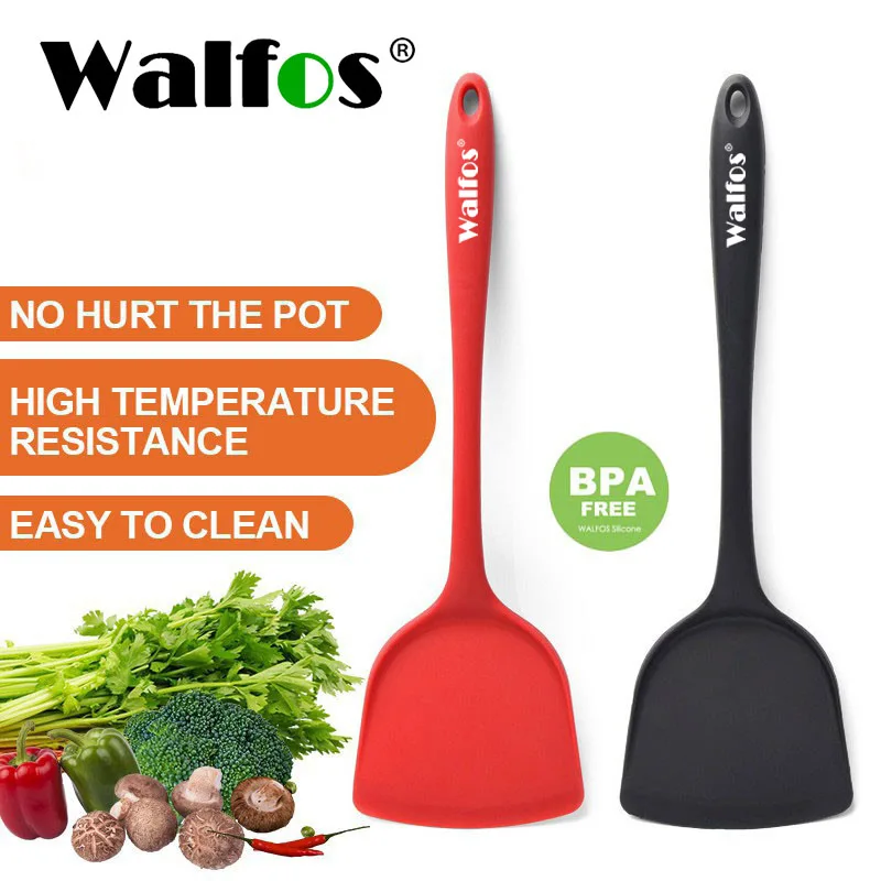 Walfos Non-Stick Silicone Shovel Heat-Resistant Handle Turner Kitchen Spatula Cooking Tool kitchen utensil set small spatula stainless steel wok spatula 2pcs non stick cooking shovel metal turner wooden handle cooking