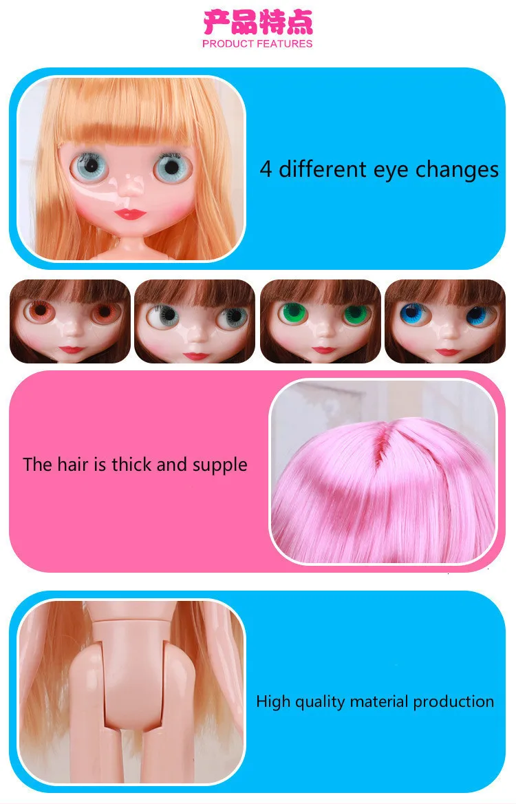30 см шарнирные BJD куклы для девочек, модная Кукла Blyth, цветные волосы, сделай сам, макияж, Обнаженная кукла, наряды, игрушки для девочек, подарок