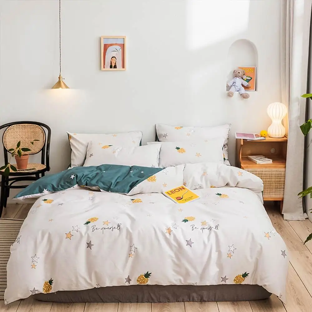

2019 INS Stars Pineapples Bed Cover Duvet Cover Set Cotton Bedding Set Bedlinens Twin Queen King Flat Sheet Fitted Sheet