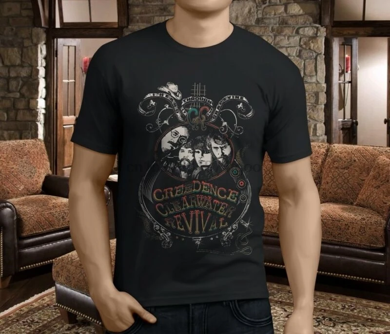Новая CCR Creedence Clearwater Revival Rock Legend Мужская черная футболка Размер S-3XL