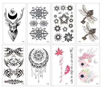 

8pcs Temporary Tatoo Fake Tattoo Sticker Waterproof Tatto Tattoos Mandala Deer Moon Tatouage Flash Foot Hand For Women Girl Men