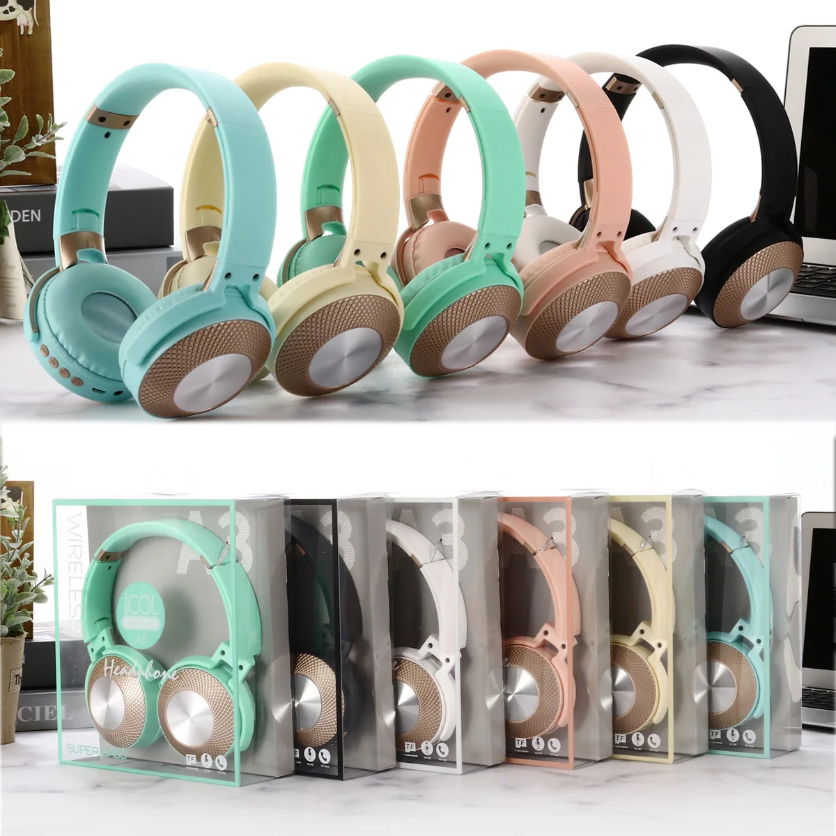 Беспроводные Bluetooth наушники тяжелый стерео Бас HiFi металлическая Спортивная гарнитура TF карта fm-радио Aux 40 шт./партия