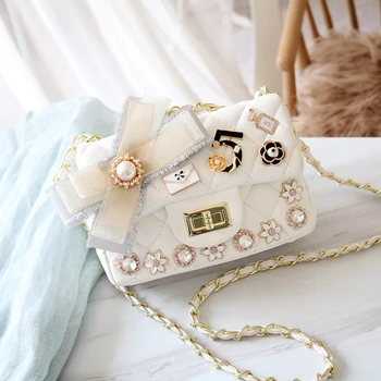 

Women Fashion Evening Bag Diamond Studded Flower Heavy Style Lady Girl Clutch Purse Rhomboids PU Leather Crossbody Shoulder Bag