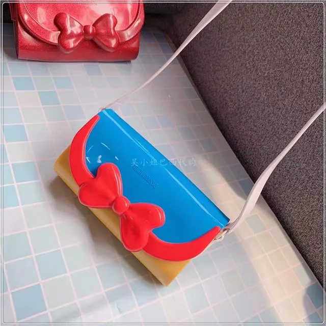 Mini melissa/модные детские сандалии для девочек Сумочка с рисунком родителей и детей 4