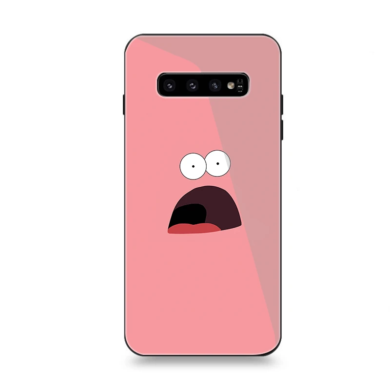 Чехол для телефона Стекло для samsung A10 A20 A30 A40 A50 A60 A70 S7 край S8 S9 S10 Plus Note 8 9 10 плюс Чехол смешной рисунком из мультфильма «Губка Боб» из пробкового дерева