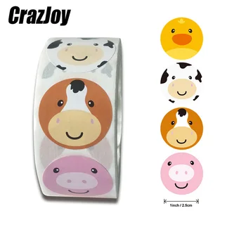 500pcs מצחיק בעלי החיים מדבקות רול קלאסי חמוד עמיד למים חוות חבילה חותם תווית מגניב סקייטבורד בית ספר מדבקות גמול עבור ילד