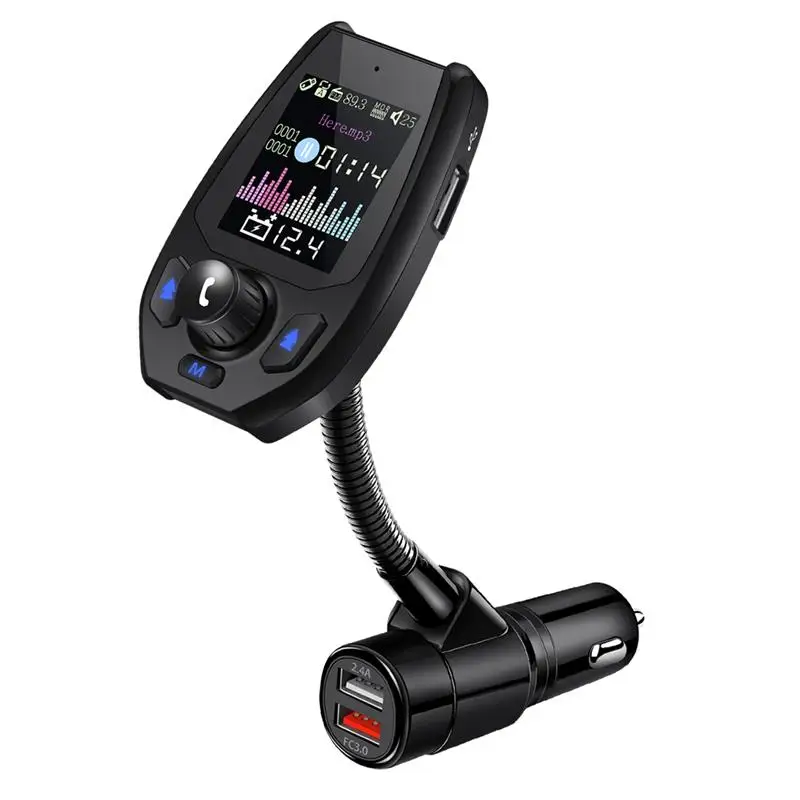 1.8 Inch Color Screen Dual USB Port Modulator Vehicle Adapter AUX Port Bluetooth FM Transmitter Car Charger Kit - Название цвета: as shown