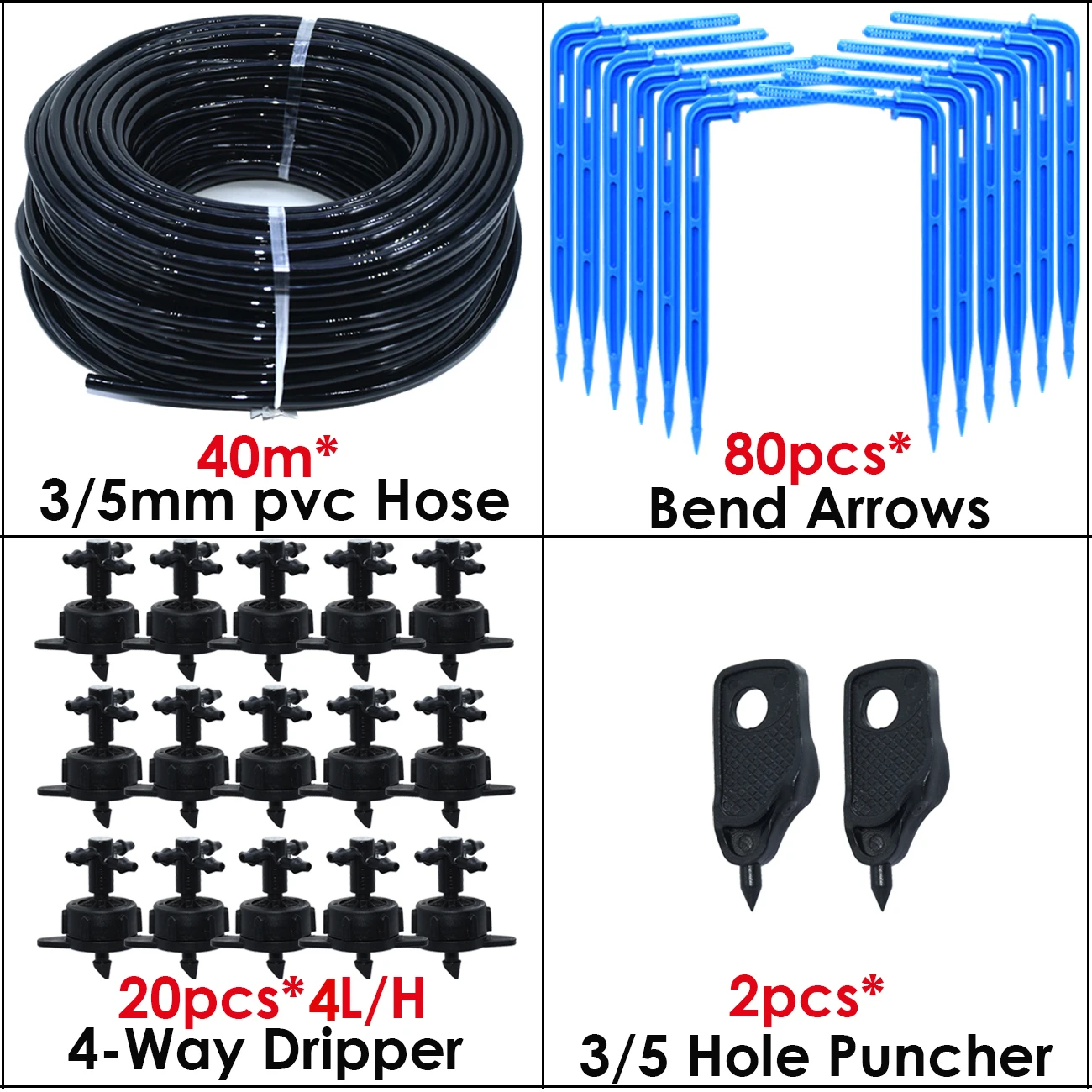 KESLA 5M-100M 4L 8L Pressure Compensation Emitter Watering Kit for Agriculture Greenhouse Drop Drip Irrigation System w Puncher