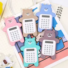 

1Pcs Cute Bear Digit Calculator Portable Calculator Pocket Size 8 Displays Cartoon Bear Funny Creative Calculator Office Supply