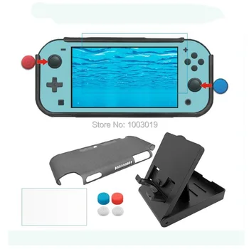 

Protective Case Wear-resistant 7 in 1 Kit for Switch NS Lite TPU Case Tempered Film Joystick Caps Folding Stand