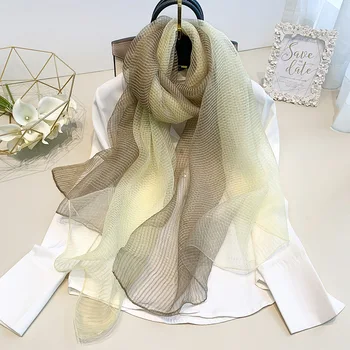 

2020 new thickened warm decoration women's scarf Japanese and Korean sweet plain silk scarf mesh solid color double layer shawl