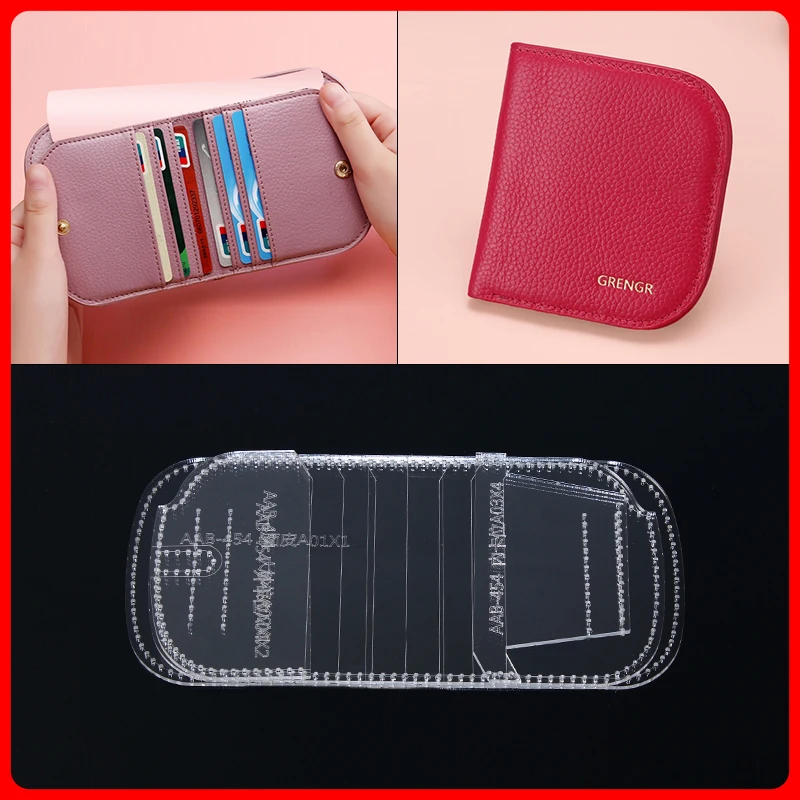 1 set Short wallet version drawing DIY manual leather goods leather art making acrylic paper grid template
