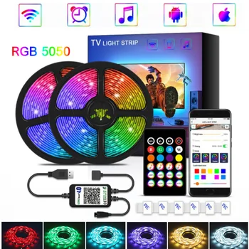 

RGB Light Strip LED 1/2/3m Bluetooth 5v 5050 Backlight PC USB TV Waterproof Flexible Gamer Cabinet Controller Addressable Tape