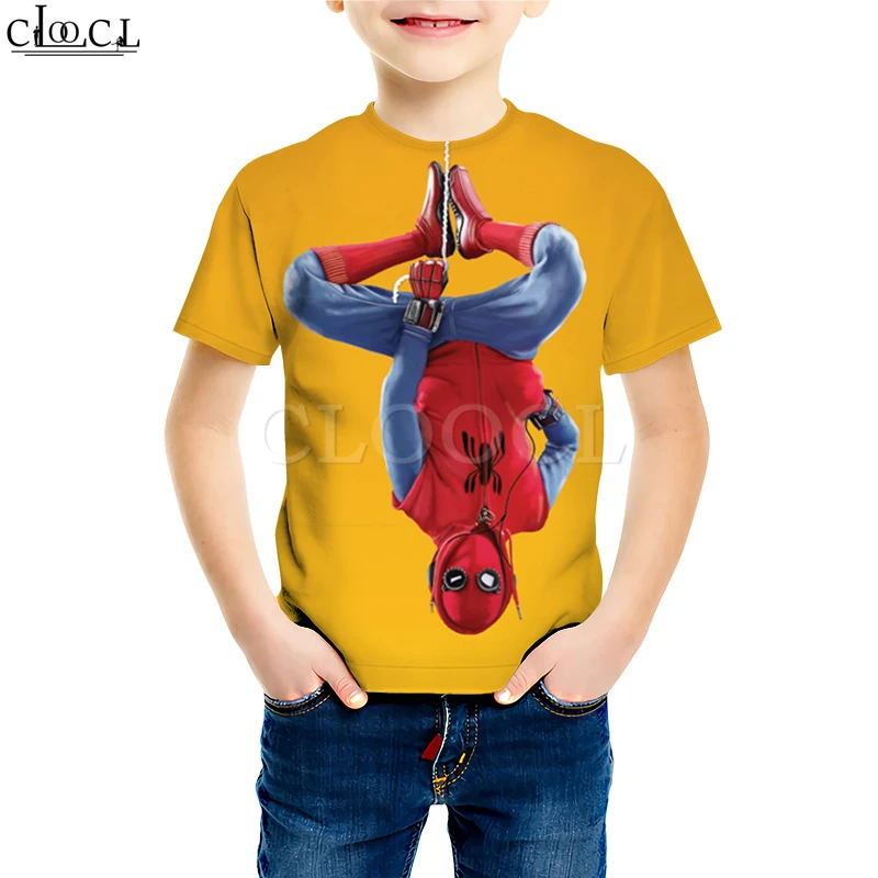 Anime Spiderman T Shirts Boy Girl 3D Print Classic Cartoon Superhero Short Sleeve Youth Sweatshirt Casual Kids Tops M309 - Цвет: Kids T shirt 9