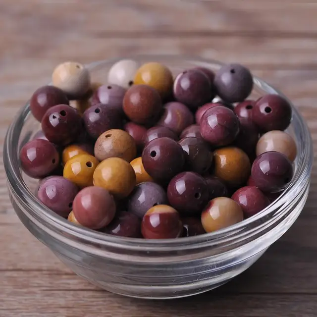 Round 4mm 6mm 8mm 10mm 12mm Natural Stone Rock Loose Spacer Beads lot for Bracelet Jewelry Making Findings DIY Crafts Mookaite