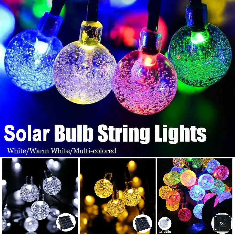 

20 30 50 LED Solar Power Fairy Lights Crystal Ball Garden Tree Party Xmas Decor