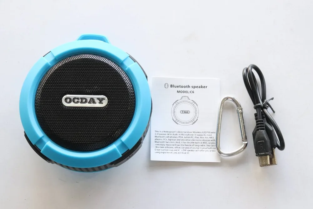 OCDAY C6 пластиковый портативный беспроводной динамик с звонками, громкая связь и присоска, водонепроницаемый динамик для душа
